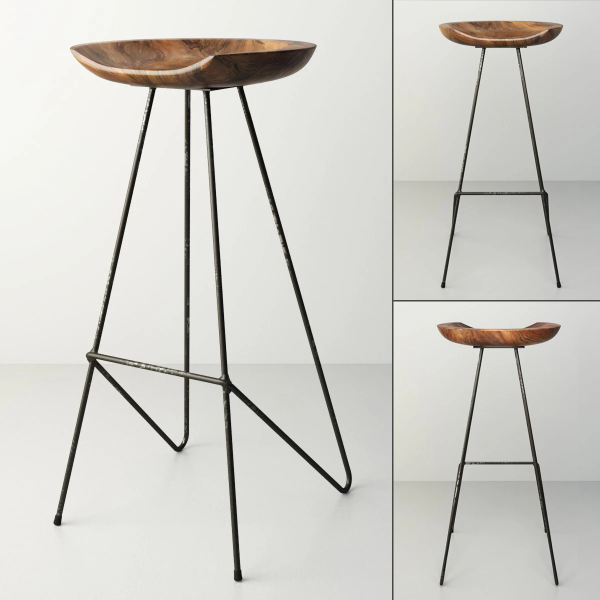 perch barstool 3D Model .c4d .max .obj .3ds .fbx .stl .blend 