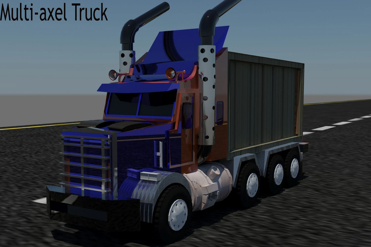 multi axel  truck 3D Model .c4d .max .obj .3ds .fbx .stl .blend 