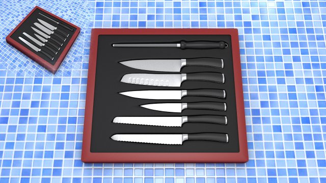 set of knives 3D Модель .c4d .max .obj .3ds .fbx .stl .blend 