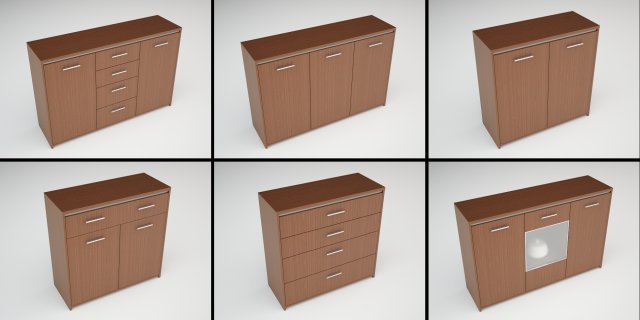 6 cabinet collection 3Dモデル .c4d .max .obj .3ds .fbx .stl .blend