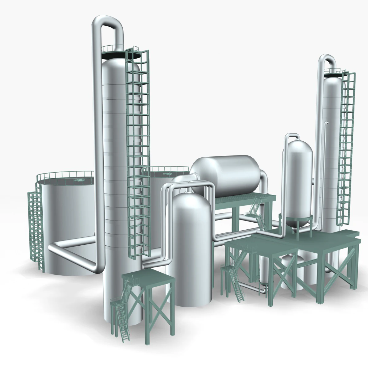 refinery 01 3D Model .c4d .max .obj .3ds .fbx .stl .blend 