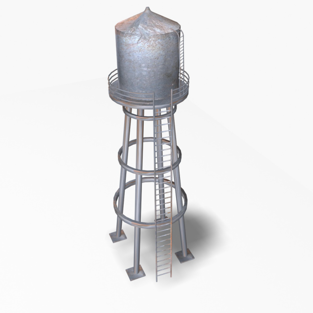 low poly water tower Modelo 3D .c4d .max .obj .3ds .fbx .stl .blend 