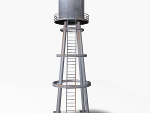 low poly water tower Modelo 3D