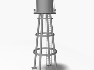 낮은 폴리 워터 타워 3D 모델