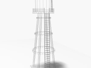 low poly water tower Modelo 3D