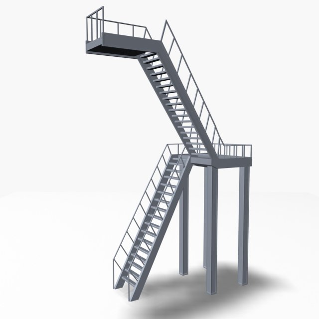 industrial stair Model 3D .c4d .max .obj .3ds .fbx .stl .blend