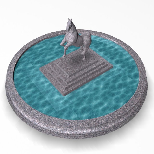 fountain with horse statue 3D Model .c4d .max .obj .3ds .fbx .stl .blend 