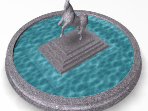 fountain with horse statue 3D Model