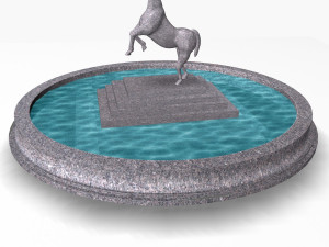 fountain with horse statue 3D Model