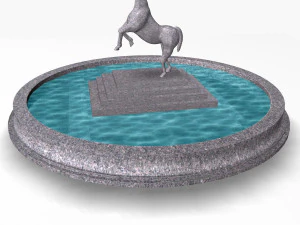 fountain with horse statue 3D Model
