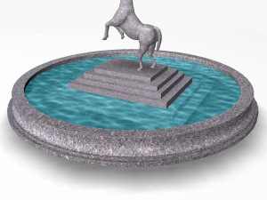 fountain with horse statue 3D Model