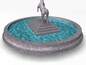 fountain with horse statue 3D Model