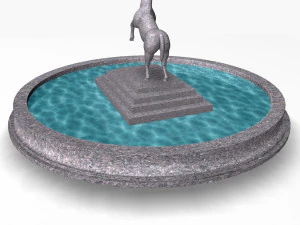 fountain with horse statue 3D Model