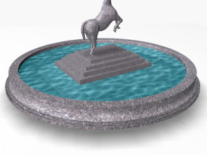 fountain with horse statue 3D Model
