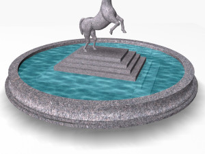 fountain with horse statue 3D Model