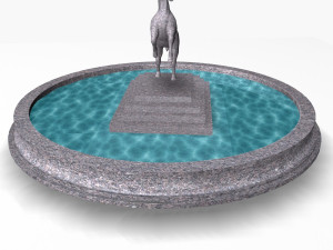 fountain with horse statue 3D Model