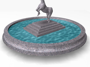 fountain with horse statue 3D Model