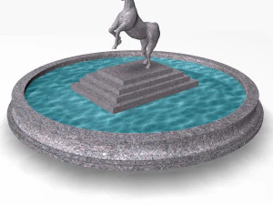 fountain with horse statue 3D Model