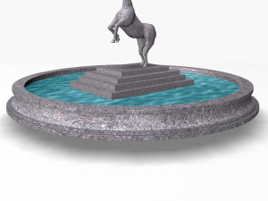 fountain with horse statue 3D Model