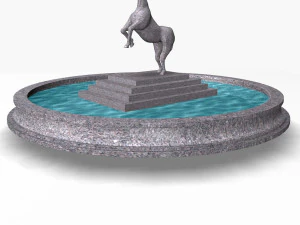 fountain with horse statue 3D Model