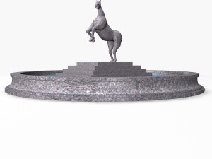 fountain with horse statue 3D Model