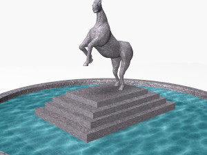 fountain with horse statue 3D Model