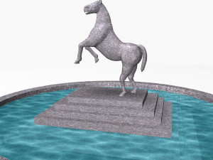 fountain with horse statue 3D Model