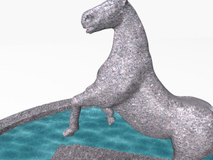 fountain with horse statue 3D Model