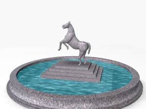fountain with horse statue 3D Model