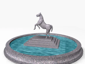 fountain with horse statue 3D Model