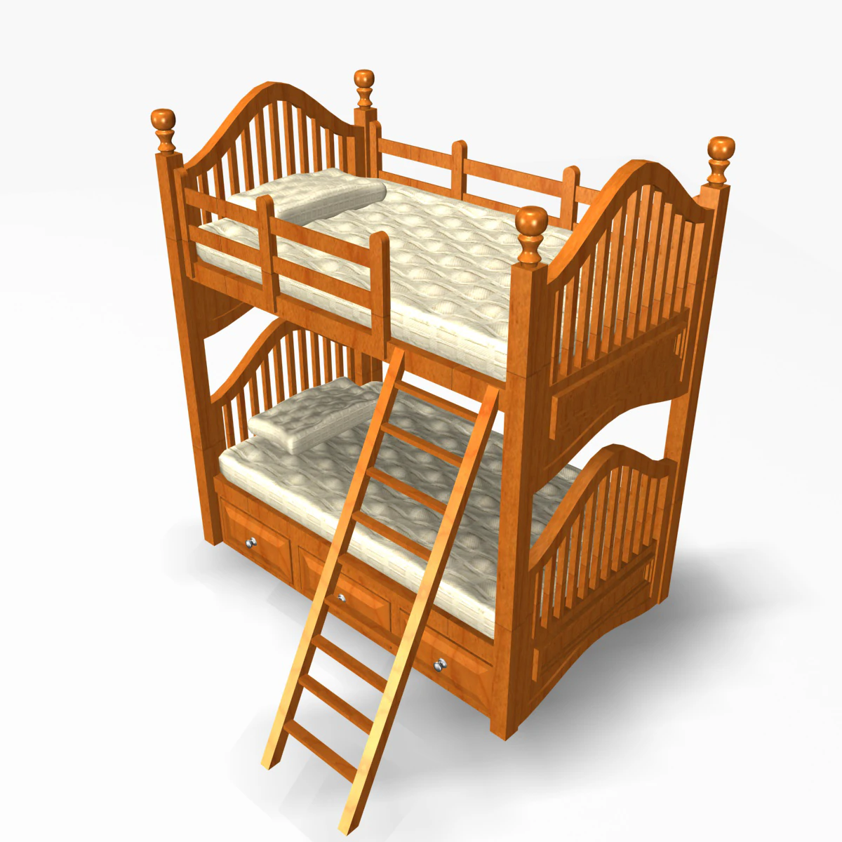 twin bed 3D Model .c4d .max .obj .3ds .fbx .stl .blend 
