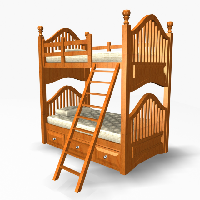 twin bed 3D Model in Bedroom 3DExport