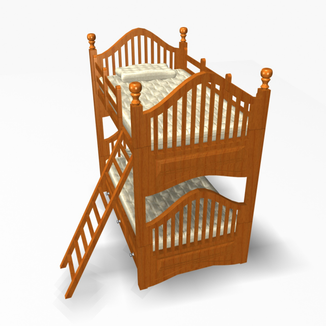 twin bed 3D Model in Bedroom 3DExport