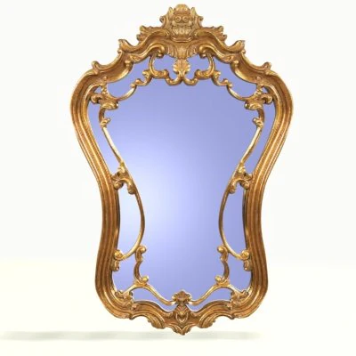 golden wall mirror 3D Model .c4d .max .obj .3ds .fbx .stl .blend 