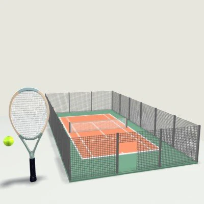 tennis field racket ball 3D Model .c4d .max .obj .3ds .fbx .stl .blend