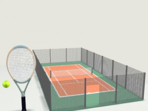 tennis field racket ball 3D Model