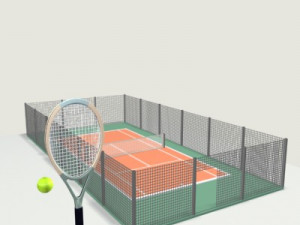 tennis field racket ball 3D Модель