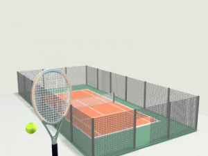 tennis field racket ball 3D Model