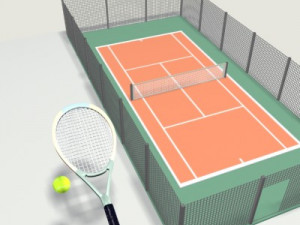 tennis field racket ball 3D Модель
