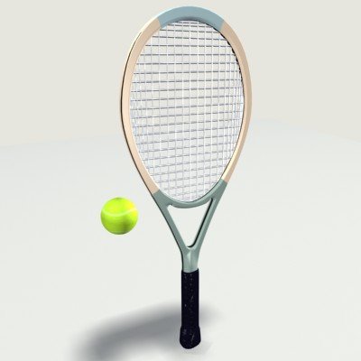 tennis racket ball 3D Model .c4d .max .obj .3ds .fbx .stl .blend 
