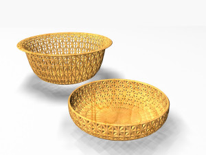 wooden basket 2 3D 模型