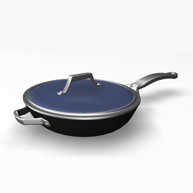 flat bottom wok pan 12011 Model 3D .c4d .max .obj .3ds .fbx .stl .blend 