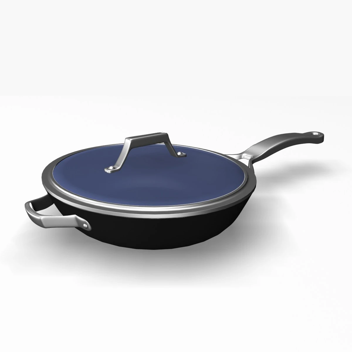 flat bottom wok pan 12011 3D Model .c4d .max .obj .3ds .fbx .stl .blend 