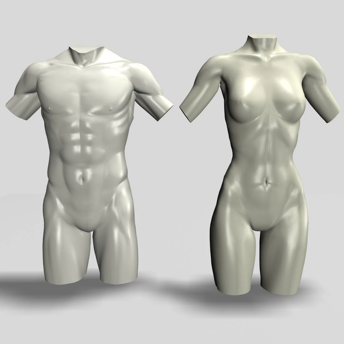 male  female torso statues 12011 3D Model .c4d .max .obj .3ds .fbx .stl .blend 