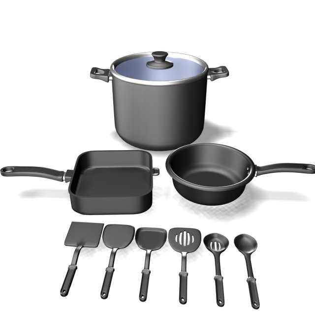cookware set Model 3D .c4d .max .obj .3ds .fbx .stl .blend 
