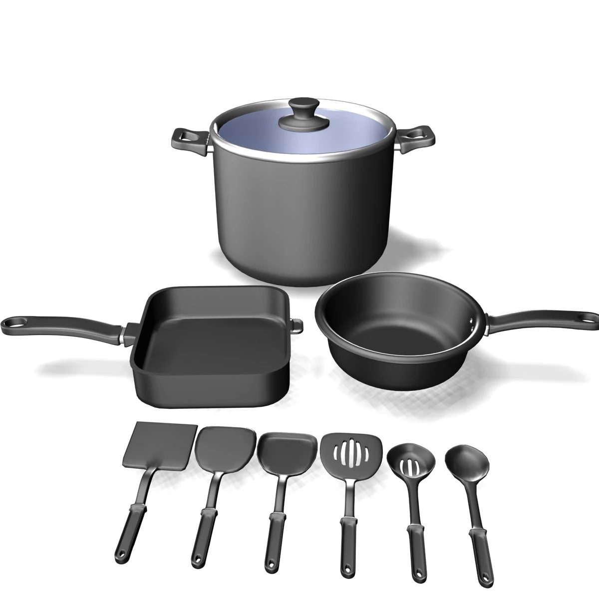 cookware set 3D Model .c4d .max .obj .3ds .fbx .stl .blend 
