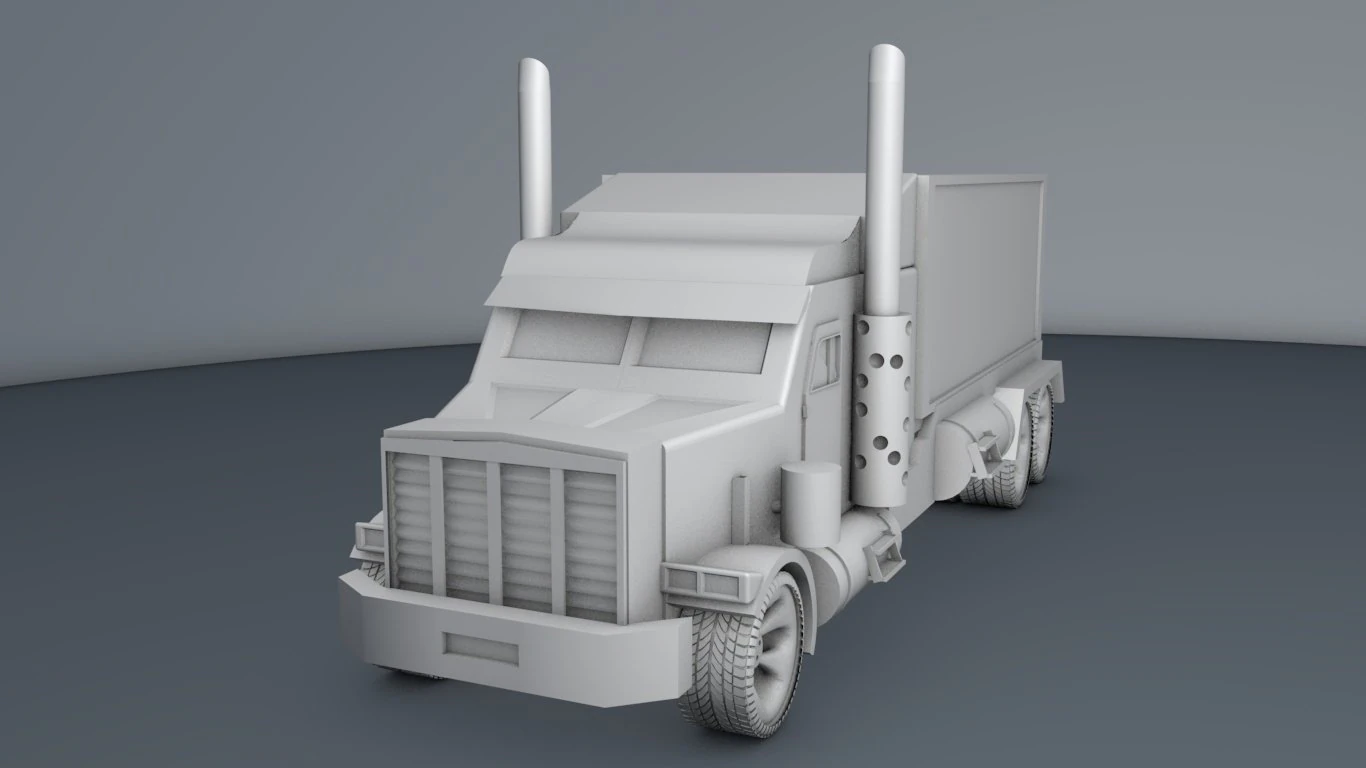 truck with trailer 3D Model .c4d .max .obj .3ds .fbx .stl .blend