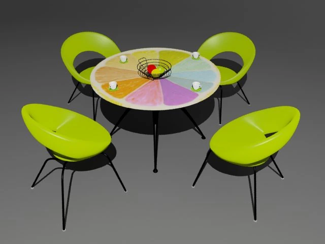 chairs with table 3D Model .c4d .max .obj .3ds .fbx .stl .blend