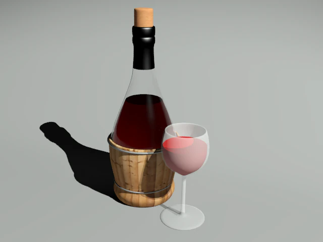 Weinflasche 3D Modell .c4d .max .obj .3ds .fbx .stl .blend 
