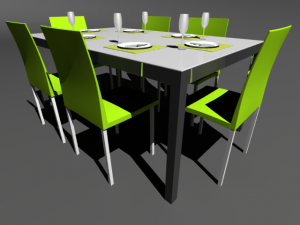 chair and table 3D Модель